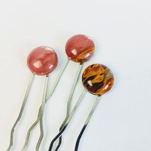 Handmade Silver & Cherry Quartz Hairpins